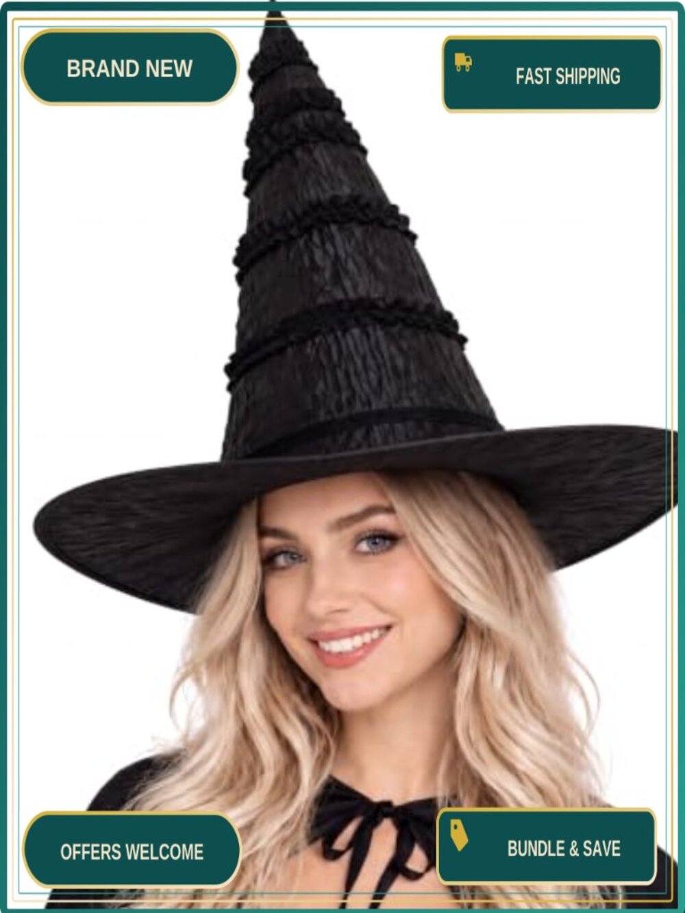 Halloween Witch Hat Costume Cosplay Lace Wide Brim Party Accessory